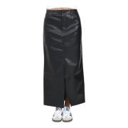 Zwarte Midi Rok van Imitatieleer Calvin Klein Jeans , Black , Dames