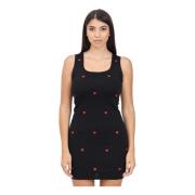 Zwart Jacquard Hart Geborduurde Jurk Moschino , Black , Dames