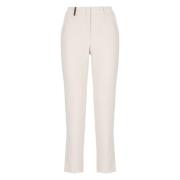 Roze Broek met Leren Detail Peserico , Beige , Dames