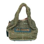 Smaragdgroene handtas met strass Love Moschino , Green , Dames