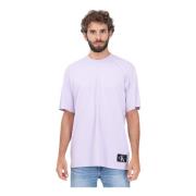 Paarse Korte Mouw Logo Patch Tee Calvin Klein Jeans , Purple , Heren