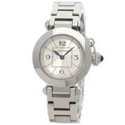 Pre-owned Stainless Steel watches Cartier Vintage , White , Dames