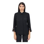 Elegante Zwarte Georgette Blouse Elisabetta Franchi , Black , Dames