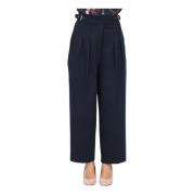 Elegante Blauwe Geknipte Broek Ralph Lauren , Blue , Dames