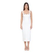 Barok Gesp Witte Midi Jurk Versace Jeans Couture , White , Dames