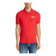 Gestreept Polo Shirt met Logo Detail Emporio Armani EA7 , Red , Heren