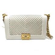 Pre-owned Leather chanel-bags Chanel Vintage , White , Dames