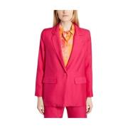 Fuchsia Tencel Blazer met Voorknoppen Modetrotter , Pink , Dames