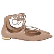 Pre-owned Leather flats Aquazzura Pre-owned , Beige , Dames