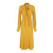 Elegante Zijden Jurk voor Vrouwen Semicouture , Yellow , Dames