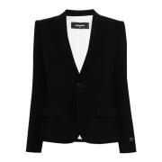 Zwarte Logo Blazer Jas Dsquared2 , Black , Dames