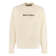 Kasjmierwol Crew-Neck Sweater Palm Angels , Beige , Heren