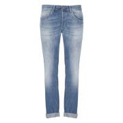 Blauwe Katoenen Jeans met Riemlussen Dondup , Blue , Heren