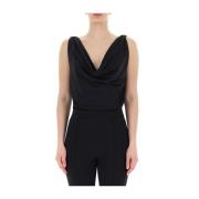 Zwarte Mouwloze Gedrapeerde Body Aniye By , Black , Dames