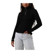 Zwarte Zip T-neck Top Modström , Black , Dames