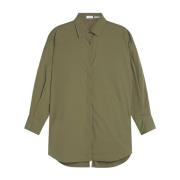 A-lijn Poplin Blouse met Verborgen Split Closed , Green , Dames