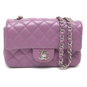 Pre-owned Leather chanel-bags Chanel Vintage , Purple , Dames