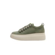 Groene Suède Sneakers met Strass Veters Emanuelle Vee , Green , Dames