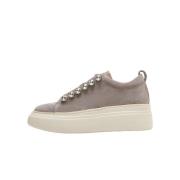 Strass Lace-Up Suede Sneakers Emanuelle Vee , Beige , Dames