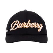 Logo Baseball Cap Navy Katoen Burberry , Blue , Heren