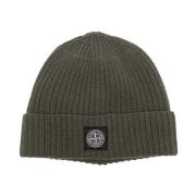 Gebreide patch beanie met kompas motief Stone Island , Green , Unisex