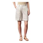 Relaxed Fit Linnen/Zijde Bermuda Shorts Massimo Alba , White , Dames