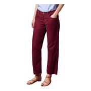 Fluwelen Franje Enkel-Lengte Broek Massimo Alba , Red , Dames