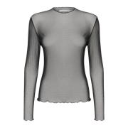 Eenvoudige Mesh Top met Lange Mouwen Karen by Simonsen , Black , Dames