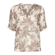 Zwarte Delicate Leaf V-Hals Blouse Part Two , Multicolor , Dames