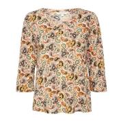 Kleurrijke Print Damesblouse Part Two , Beige , Dames