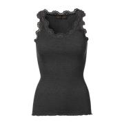 Kanten Top met Vrouwelijke Rand Rosemunde , Black , Dames