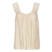 Sleeveless Tops Cream , Beige , Dames