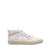 Mid Star Leren High Top Sneakers Golden Goose , White , Dames