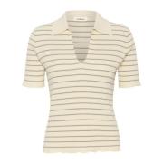 Gestreept Gebreid T-shirt Wit Schaduw Soaked in Luxury , Beige , Dames