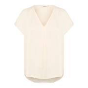 Feminine korte mouw top Soaked in Luxury , Beige , Dames