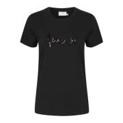 Zwart Deep Paillet T-Shirt Kaffe , Black , Dames