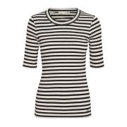 Gestreepte T-shirt Top in Zwart/Whisper White InWear , Multicolor , Da...