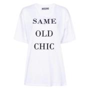 Stijlvol Geborduurde Crewneck T-shirts en Polos Moschino , White , Dam...