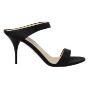 Zwarte Leren Hakken Pumps Elegante Stijl Prada , Black , Dames