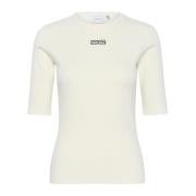 Half Sleeve Logo Top Birch Gestuz , White , Dames