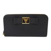 Pre-owned Leather wallets Prada Vintage , Black , Dames