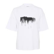 Grafische Print Boxy Tee Bright White Karen by Simonsen , White , Dame...