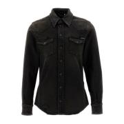 Denim Overhemd Verhoog Je Stijl Dolce & Gabbana , Black , Heren