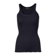 Feminine Top met Zijden Rand Rosemunde , Blue , Dames