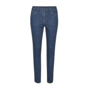 Slim Fit Jeans in Medium Blue Washed Denim Kaffe , Blue , Dames