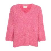 Zachte en Comfortabele Gebreide Trui in Shocking Pink Melange Kaffe , ...