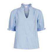 Lichtblauwe Linnen Blend Blouse Neo Noir , Blue , Dames