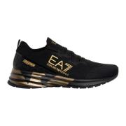 Gestreepte Sneakers met Vetersluiting Emporio Armani EA7 , Black , Her...