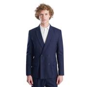 Navy Wol Double-Breasted Pakjasje L'Exception Paris , Blue , Heren