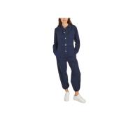 Denim Jumpsuit met Zakken en Elastiek The New Society , Blue , Dames